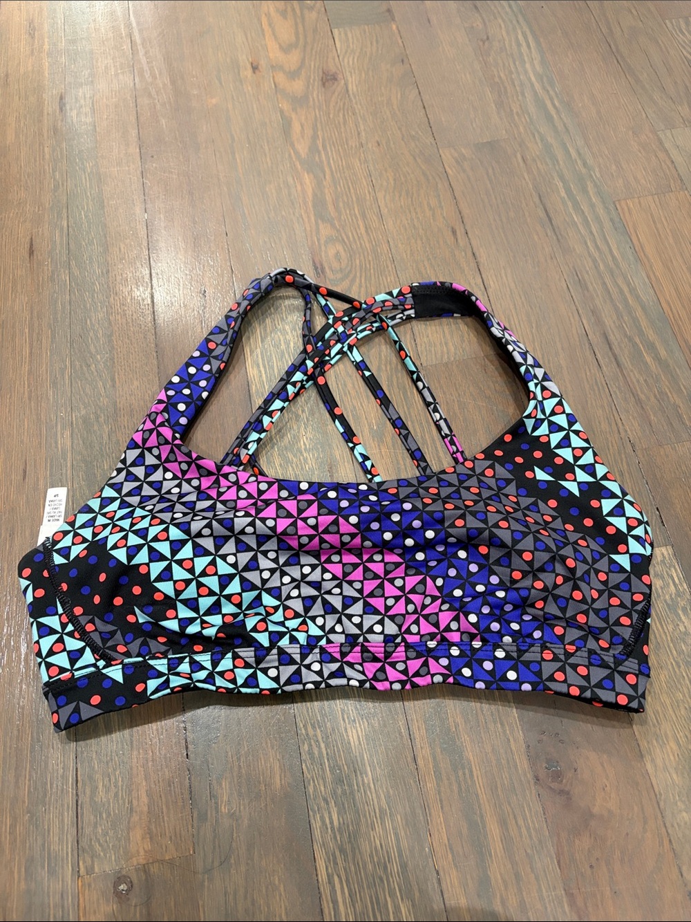 Geometric Multi-Color Strappy Sports Bra